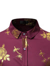 Men's Rose Print Casual Long Sleeve Shirts