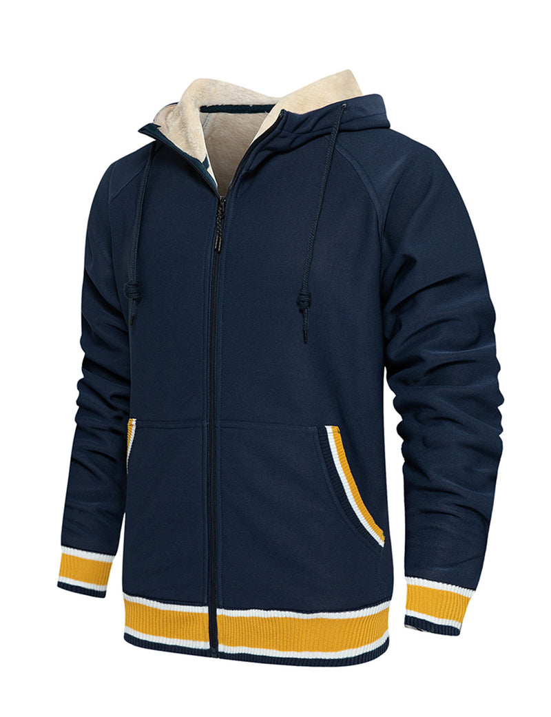 Men's Casual Long Sleeve Full-Zip Hoodie Fleece Sweatshirt