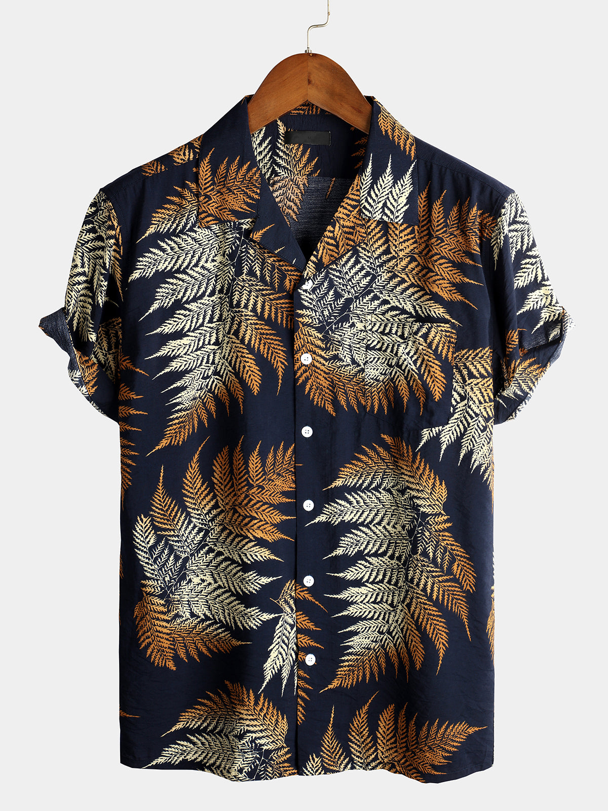 Men's Short Sleeve Chest Pocket Cotton Print Shirt