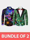 Bundle Of 2|Men's Printed Regular Fit Festive Long Sleeve Shirt