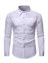 Men's Solid Color Casual Tuxedo Banquet Long Sleeve Dress Shirt
