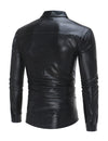 Men's Party Nightclub Button Up Cool Leather Long Sleeve Shirt