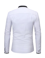 Men's Stand Collar Long Sleeve Button Up Slim Fit Casual Shirt