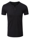 Men's Casual Solid Color Short Sleeve Henley T-shirt