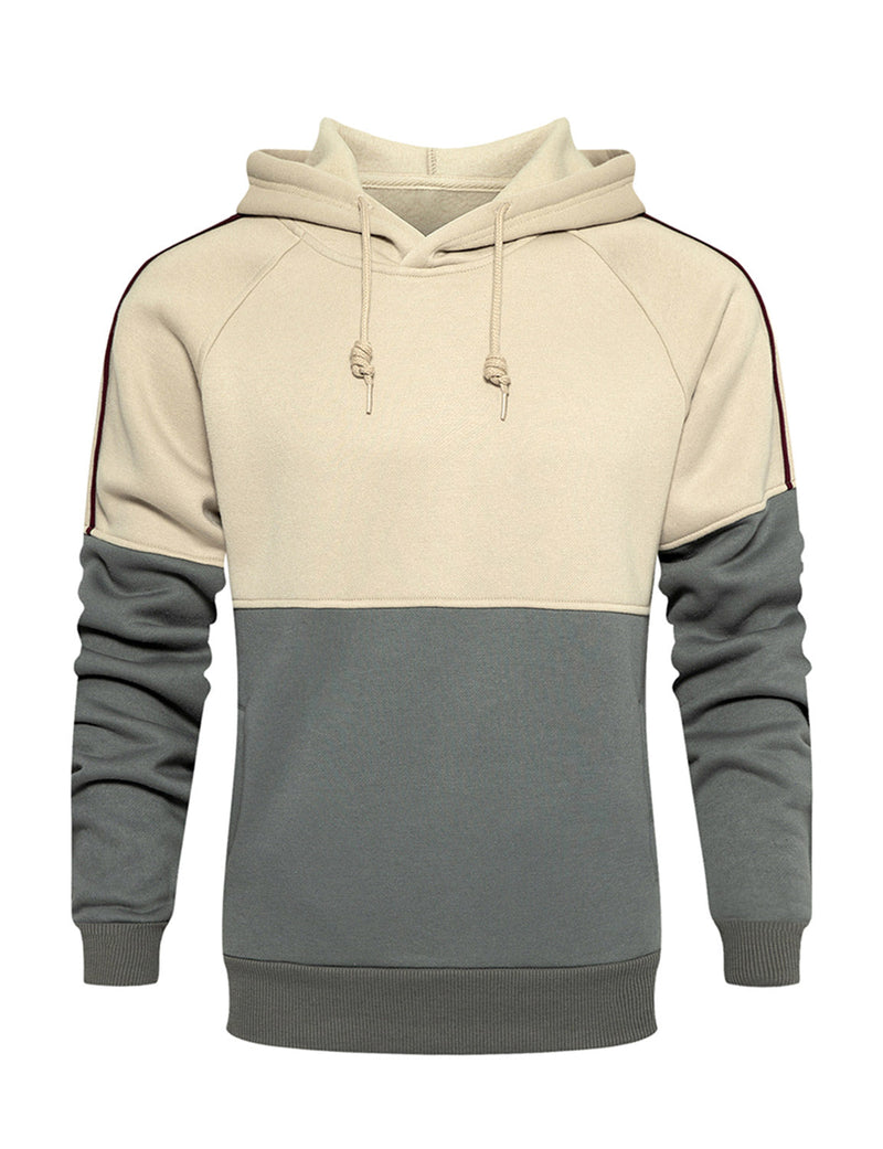 Men's Color Block Outdoor Casual Long Sleeve Pullover Hoodie Sweatshirts
