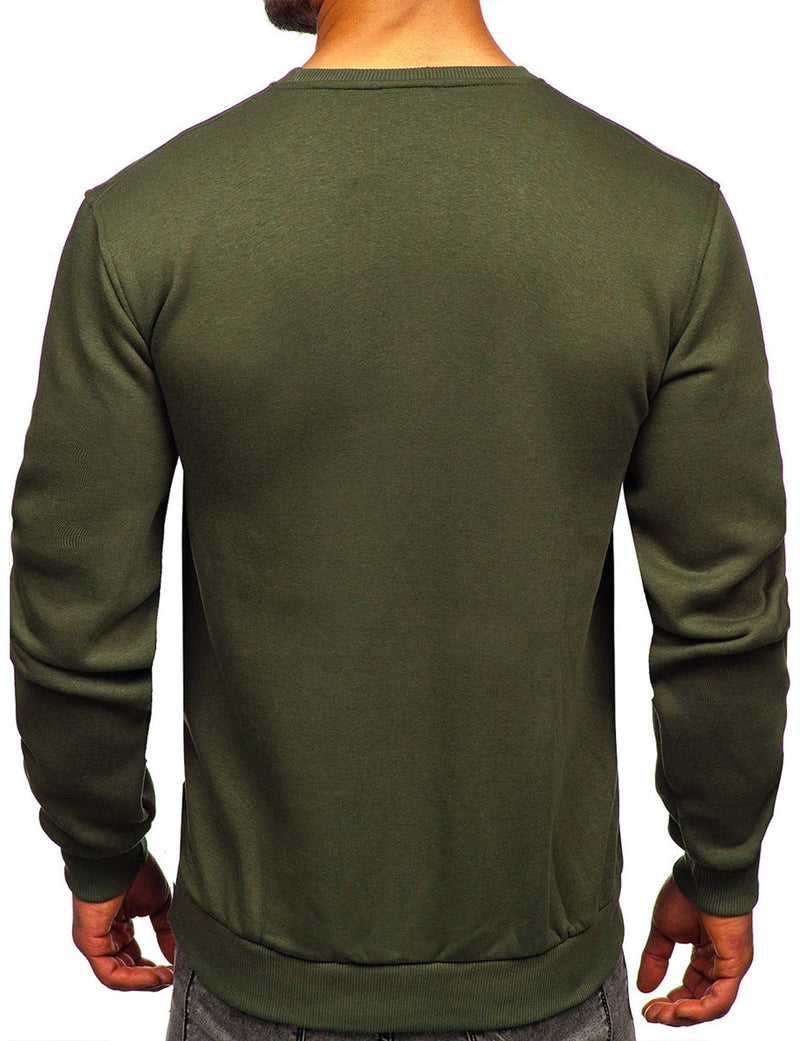 Men's Casual Round Collar Fall Winter Warm Long Sleeve Fleece Sweatshirt