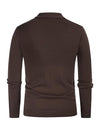 Men's Vintage Striped Button Up Knit Polo Shirt Brown Cardigan Sweater