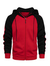 Men's Color Block Long Sleeve Casual Fall Winter Full-Zip Hoodie Zip Sweatshirt