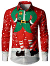 Men's Christmas Elf Funny Themed Top Red Long Sleeve Xmas Shirt