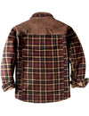 Men's Casual Plaid Flannel Fur Lined Button Up Long Sleeve Warm Shirt Jacket