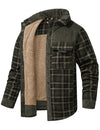 Men's Casual Plaid Flannel Fur Lined Button Up Long Sleeve Warm Shirt Jacket