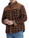 Men's Casual Plaid Flannel Fur Lined Button Up Long Sleeve Warm Shirt Jacket