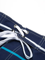 Men's Casual Striped Flat Waist Hawaiian Shorts Summer Beach Boardshorts