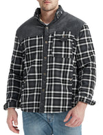 Men's Casual Plaid Flannel Fur Lined Button Up Long Sleeve Warm Shirt Jacket