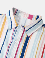 Men's Striped Casual Fall Button Up Long Sleeve Shirt
