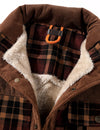 Men's Casual Plaid Flannel Fur Lined Button Up Long Sleeve Warm Shirt Jacket