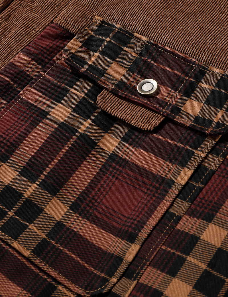 Men's Casual Plaid Flannel Fur Lined Button Up Long Sleeve Warm Shirt Jacket