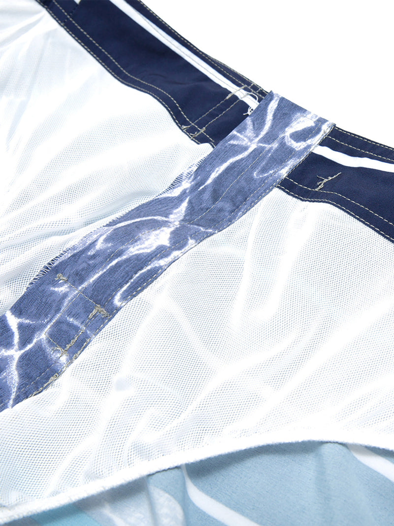 Men's Casual Striped Flat Waist Hawaiian Shorts Summer Beach Boardshorts