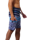 Men's Casual Striped Flat Waist Hawaiian Shorts Summer Beach Boardshorts