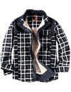 Men's Casual Plaid Flannel Fur Lined Button Up Long Sleeve Warm Shirt Jacket