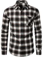 Men's Button Up Regular Fit Long Sleeve Plaid Flannel Casual Shirts