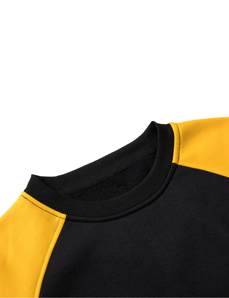 Men's Casual Color Block Round Long Sleeve Sweatshirt
