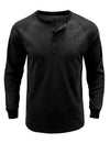 Men's  Solid Color Henry Collar Long Sleeve Casual T-Shirt