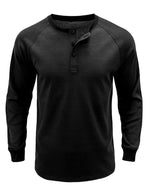 Men's  Solid Color Henry Collar Long Sleeve Casual T-Shirt