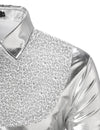 Men's Button Up Luxury Shiny Tuxedo Party Costume Long Sleeve Dress Shirt