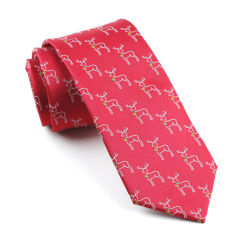 Men's Elk Christmas Holiday Xmas Red Tie