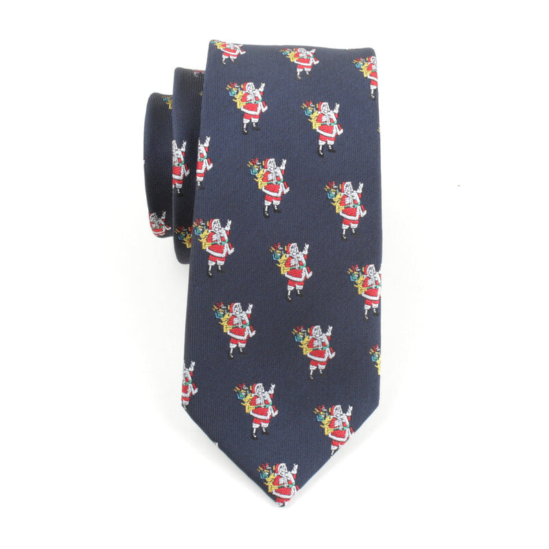 Men's Santa Claus Xmas Holiday Navy Blue Christmas Tie