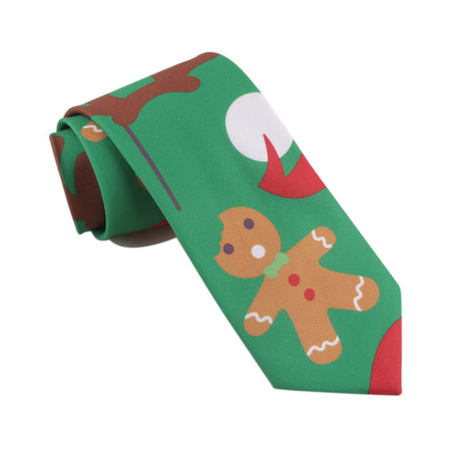 Men's Christmas Holiday Crackers Funny Green Tie