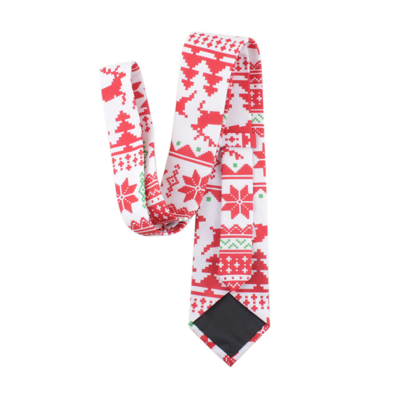 Men's Christmas Print Neckties Red Festival Xmas Tie