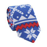 Men's Christmas Print Holiday Neckties Blue Tie