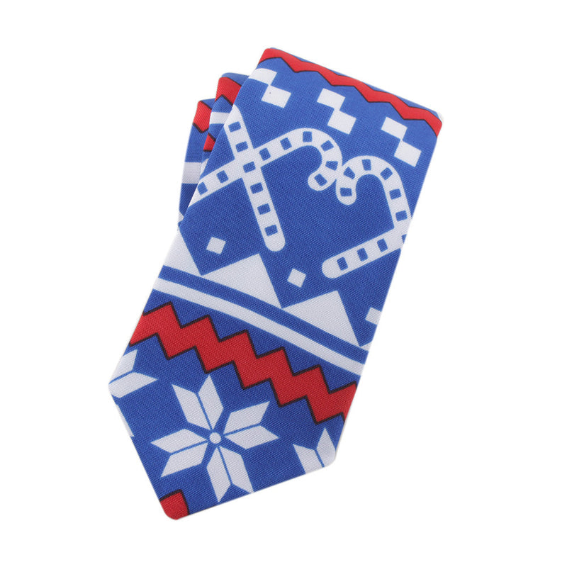 Men's Christmas Print Holiday Neckties Blue Tie