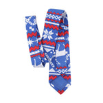 Men's Christmas Print Holiday Neckties Blue Tie