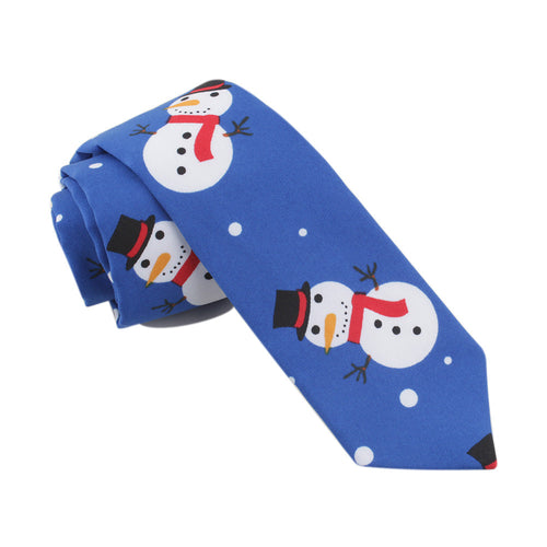 Men's Christmas Snowman Holiday Blue Xmas Christmas Tie