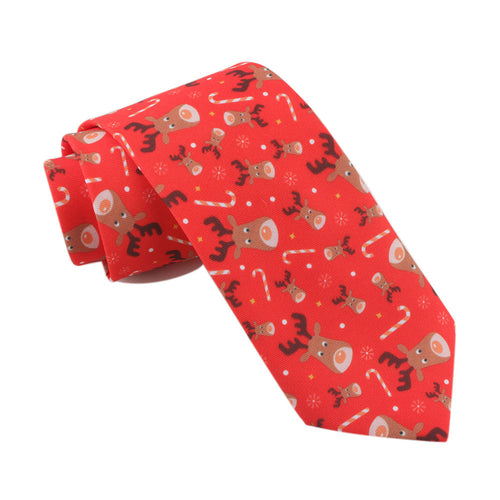 Men's Christmas Elk Funny Red Xmas Festive Tie