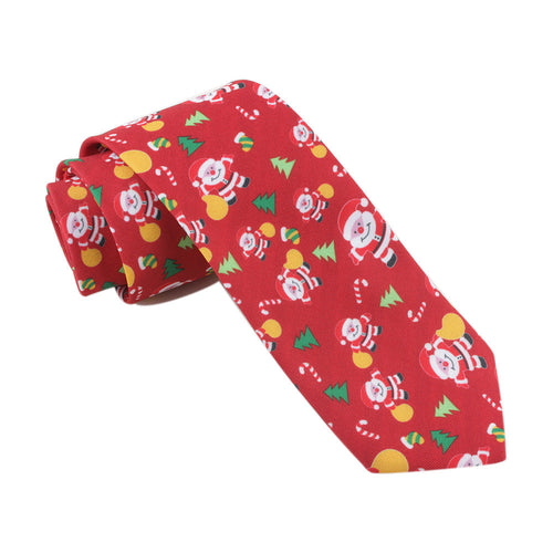 Men's Xmas Santa Claus Burgundy Funny Christmas Tie