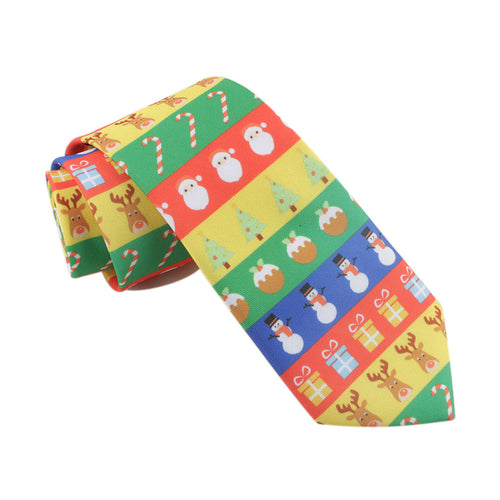 Men's Christmas Print Funny Colorful Festive Xmas Tie