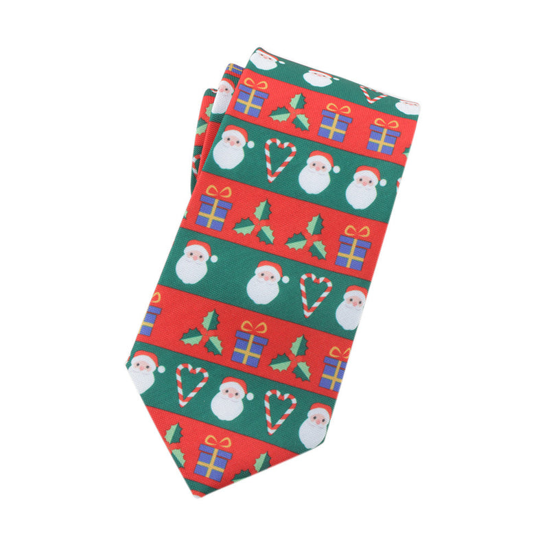 Men's Santa Candy Cane Print Neckties Christmas Holiday Tie