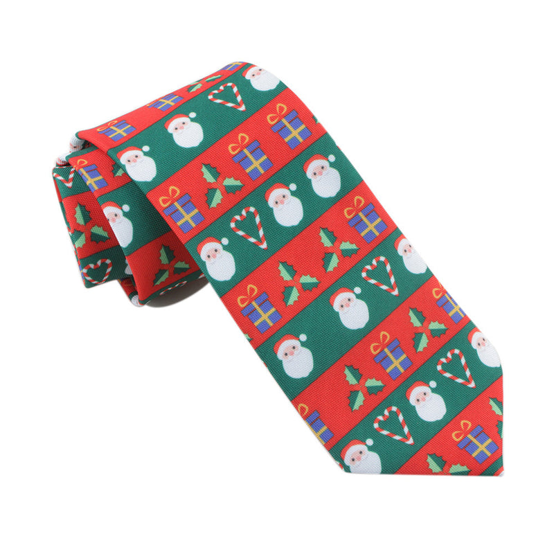 Men's Santa Candy Cane Print Neckties Christmas Holiday Tie
