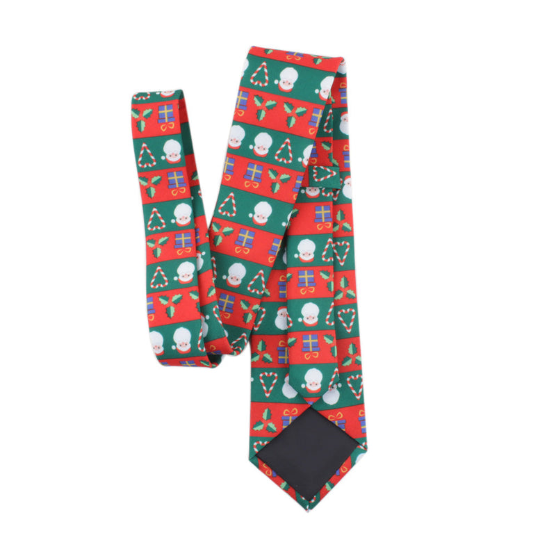 Men's Santa Candy Cane Print Neckties Christmas Holiday Tie