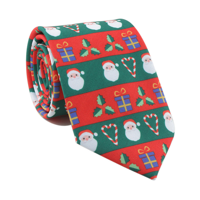 Men's Santa Candy Cane Print Neckties Christmas Holiday Tie