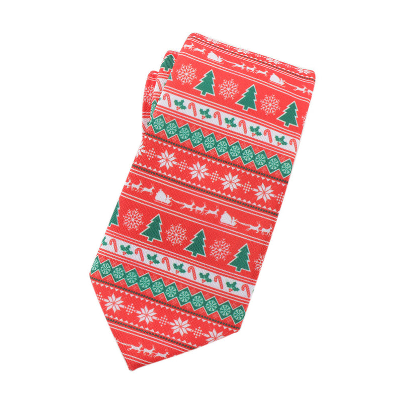 Men's Red Christmas Print Funny Neckties Christmas Tie