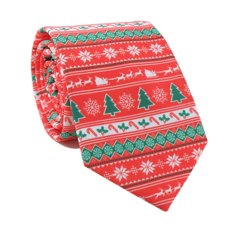 Men's Red Christmas Print Funny Neckties Christmas Tie