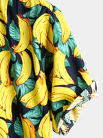 Men's Tropical Banana Print Hawaiian Short Sleeve Shirt