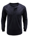 Men's  Solid Color Henry Collar Long Sleeve Casual T-Shirt