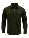 Men's Solid Color Double Pocket Button Up Casual Long Sleeve Fall Winter Shirt
