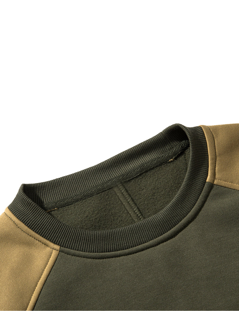 Men's Casual Color Block Round Long Sleeve Sweatshirt